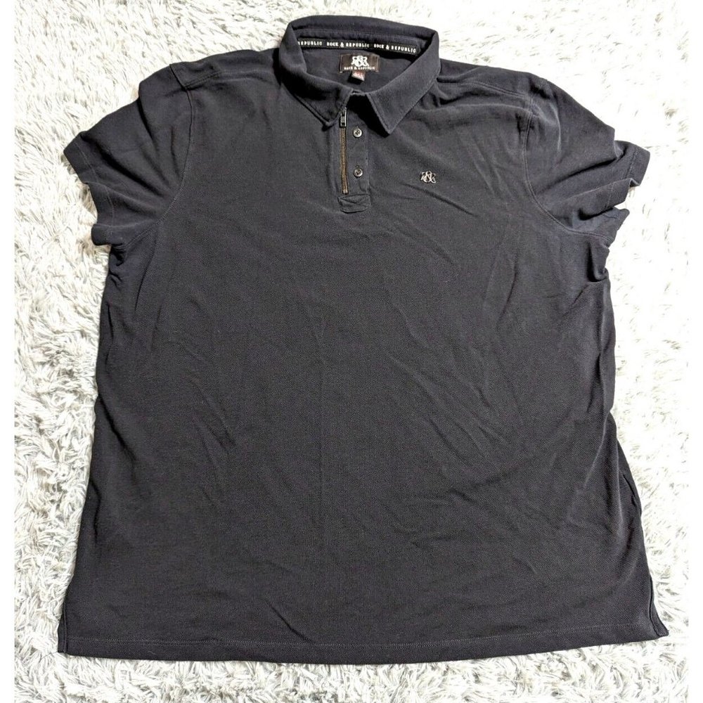 Rock & Republic Mens Polo Shirt Size XL XLarge Black Golf Casual Preppy Designer